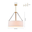 Load image into Gallery viewer, LightFixturesUSA - 4 - Light Brass White Linen Wide Drum Cage Pendant Light - Chandelier - 24.8 in. -