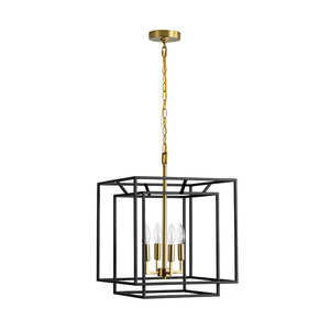 LightFixturesUSA - 4 - Light Candle Style Tiered Square Lantern Pendant - Chandelier - 4 - Lt -