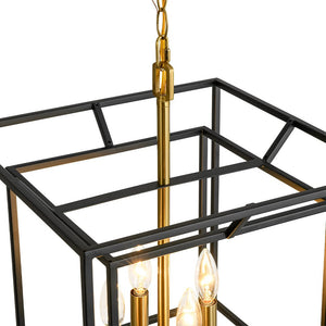 LightFixturesUSA - 4 - Light Candle Style Tiered Square Lantern Pendant - Chandelier - 4 - Lt -