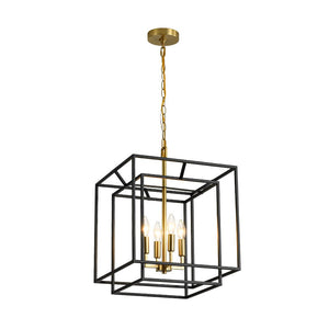 LightFixturesUSA - 4 - Light Candle Style Tiered Square Lantern Pendant - Chandelier - 4 - Lt -