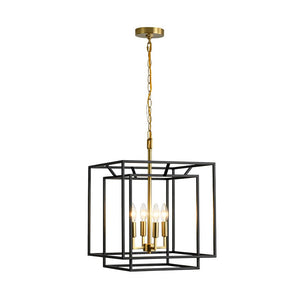 LightFixturesUSA - 4 - Light Candle Style Tiered Square Lantern Pendant - Chandelier - 4 - Lt -