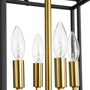 LightFixturesUSA - 4 - Light Candle Style Tiered Square Lantern Pendant - Chandelier - 4 - Lt -