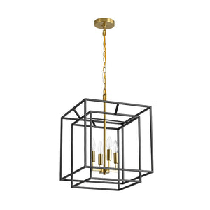 LightFixturesUSA - 4 - Light Candle Style Tiered Square Lantern Pendant - Chandelier - 4 - Lt -