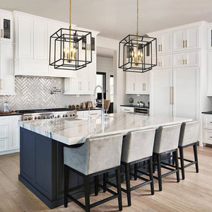 LightFixturesUSA - 4 - Light Candle Style Tiered Square Lantern Pendant - Chandelier - 4 - Lt -