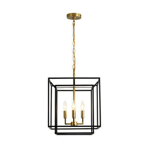 LightFixturesUSA - 4 - Light Candle Style Tiered Square Lantern Pendant - Chandelier - 4 - Lt -
