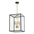 Load image into Gallery viewer, LightFixturesUSA - 4 - Light Candle Style Wide Glass Square Lantern Pendant - Chandelier - 15 in -