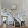 Load image into Gallery viewer, LightFixturesUSA - 4 - Light Candle Style Wide Glass Square Lantern Pendant - Chandelier - 15 in -