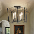 Load image into Gallery viewer, LightFixturesUSA - 4 - light French Antique Candle Style Lantern Semi Flush - Ceiling Light - Black -