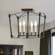 Load image into Gallery viewer, LightFixturesUSA - 4 - light French Antique Candle Style Lantern Semi Flush - Ceiling Light - Black -
