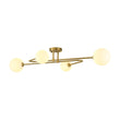 Load image into Gallery viewer, LightFixturesUSA - 4 - Light Frosted Glass Globe Linear Sputnik Semi Flush Mount - Ceiling Light - Brass -
