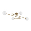 Load image into Gallery viewer, LightFixturesUSA - 4 - Light Frosted Glass Globe Linear Sputnik Semi Flush Mount - Ceiling Light - Brass -