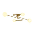 Load image into Gallery viewer, LightFixturesUSA - 4 - Light Frosted Glass Globe Linear Sputnik Semi Flush Mount - Ceiling Light - Brass -