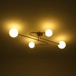 Load image into Gallery viewer, LightFixturesUSA - 4 - Light Frosted Glass Globe Linear Sputnik Semi Flush Mount - Ceiling Light - Brass -