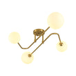 Load image into Gallery viewer, LightFixturesUSA - 4 - Light Frosted Glass Globe Linear Sputnik Semi Flush Mount - Ceiling Light - Brass -