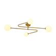 Load image into Gallery viewer, LightFixturesUSA - 4 - Light Frosted Glass Globe Linear Sputnik Semi Flush Mount - Ceiling Light - Brass -