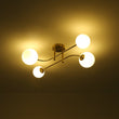 Load image into Gallery viewer, LightFixturesUSA - 4 - Light Minimalist Linear Sputnik Opal Glass Globe Semi Flush - Ceiling Light - Brass -