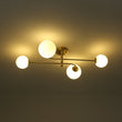 Load image into Gallery viewer, LightFixturesUSA - 4 - Light Minimalist Linear Sputnik Opal Glass Globe Semi Flush - Ceiling Light - Brass -