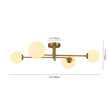 Load image into Gallery viewer, LightFixturesUSA - 4 - Light Minimalist Linear Sputnik Opal Glass Globe Semi Flush - Ceiling Light - Brass -