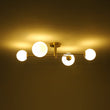Load image into Gallery viewer, LightFixturesUSA - 4 - Light Minimalist Linear Sputnik Opal Glass Globe Semi Flush - Ceiling Light - Brass -