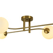 Load image into Gallery viewer, LightFixturesUSA - 4 - Light Minimalist Linear Sputnik Opal Glass Globe Semi Flush - Ceiling Light - Brass -