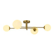 Load image into Gallery viewer, LightFixturesUSA - 4 - Light Minimalist Linear Sputnik Opal Glass Globe Semi Flush - Ceiling Light - Brass -