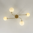 Load image into Gallery viewer, LightFixturesUSA - 4 - Light Minimalist Linear Sputnik Opal Glass Globe Semi Flush - Ceiling Light - Brass -