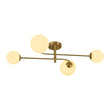 Load image into Gallery viewer, LightFixturesUSA - 4 - Light Minimalist Linear Sputnik Opal Glass Globe Semi Flush - Ceiling Light - Brass -
