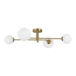 Load image into Gallery viewer, LightFixturesUSA - 4 - Light Minimalist Linear Sputnik Opal Glass Globe Semi Flush - Ceiling Light - Brass -