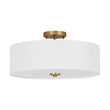 Load image into Gallery viewer, LightFixturesUSA - 4 - Light White Linen Round Drum Brass Semi Flush Mount - Ceiling Light - 1 - Tier -