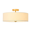 Load image into Gallery viewer, LightFixturesUSA - 4 - Light White Linen Round Drum Brass Semi Flush Mount - Ceiling Light - 1 - Tier -