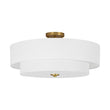 Load image into Gallery viewer, LightFixturesUSA - 4 - Light White Linen Round Drum Brass Semi Flush Mount - Ceiling Light - 1 - Tier -