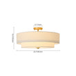 Load image into Gallery viewer, LightFixturesUSA - 4 - Light White Linen Round Drum Brass Semi Flush Mount - Ceiling Light - 1 - Tier -