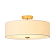 Load image into Gallery viewer, LightFixturesUSA - 4 - Light White Linen Round Drum Brass Semi Flush Mount - Ceiling Light - 1 - Tier -