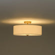 Load image into Gallery viewer, LightFixturesUSA - 4 - Light White Linen Round Drum Brass Semi Flush Mount - Ceiling Light - 1 - Tier -