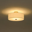 Load image into Gallery viewer, LightFixturesUSA - 4 - Light White Linen Round Drum Brass Semi Flush Mount - Ceiling Light - 1 - Tier -