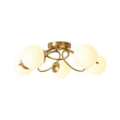 Load image into Gallery viewer, LightFixturesUSA - 5 - Light Bloom Ring Opal Glass Globe Semi Flush Mount - Ceiling Light - Brass -