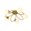 Load image into Gallery viewer, LightFixturesUSA - 5 - Light Bloom Ring Opal Glass Globe Semi Flush Mount - Ceiling Light - Brass -