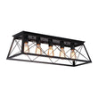 Load image into Gallery viewer, LightFixturesUSA - 5 - Light Farmhouse Rectangular Cage Semi Flush Mount - Ceiling Light - Black -