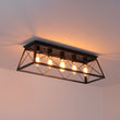 Load image into Gallery viewer, LightFixturesUSA - 5 - Light Farmhouse Rectangular Cage Semi Flush Mount - Ceiling Light - Black -
