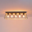 Load image into Gallery viewer, LightFixturesUSA - 5 - Light Farmhouse Rectangular Cage Semi Flush Mount - Ceiling Light - Off - White -
