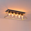 Load image into Gallery viewer, LightFixturesUSA - 5 - Light Farmhouse Rectangular Cage Semi Flush Mount - Ceiling Light - Off - White -
