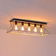 Load image into Gallery viewer, LightFixturesUSA - 5 - Light Farmhouse Rectangular Cage Semi Flush Mount - Ceiling Light - Off - White -