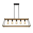 Load image into Gallery viewer, LightFixturesUSA - 5 - Light Trapezoid Wood Grain Chain Linear Island Chandelier - Chandelier - 5 - Light -