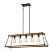 Load image into Gallery viewer, LightFixturesUSA - 5 - Light Trapezoid Wood Grain Chain Linear Island Chandelier - Chandelier - 5 - Light -