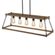 Load image into Gallery viewer, LightFixturesUSA - 5 - Light Trapezoid Wood Grain Chain Linear Island Chandelier - Chandelier - 5 - Light -