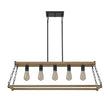 Load image into Gallery viewer, LightFixturesUSA - 5 - Light Trapezoid Wood Grain Chain Linear Island Chandelier - Chandelier - 5 - Light -