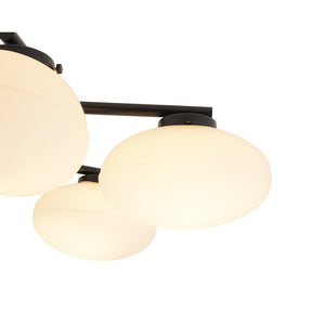 LightFixturesUSA - 6 - Light Branch Frosted Glass Egg Semi Flush Chandelier - Ceiling Light - 6 - Lt - Matte Black
