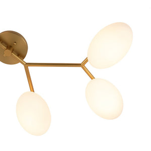 LightFixturesUSA - 6 - Light Branch Frosted Glass Egg Semi Flush Chandelier - Ceiling Light - 6 - Lt - Matte Black