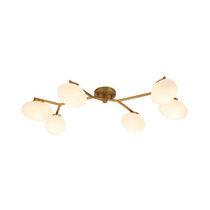 LightFixturesUSA - 6 - Light Branch Frosted Glass Egg Semi Flush Chandelier - Ceiling Light - 6 - Lt - Matte Black