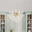 Load image into Gallery viewer, LightFixturesUSA - 6 - Light Dimmable Brass Cluster Clear Glass Bubble Sphere Chandelier - Chandelier - Brass (Limited Offer) -